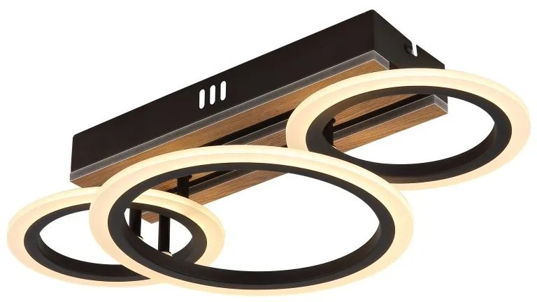 Plafoniera LED CCT BLEVINS riflaj MDF cu efect de lemn