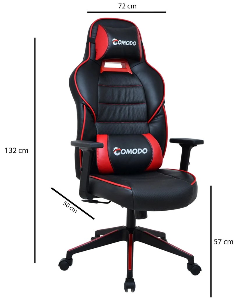 Fotoliu de birou gaming Nobute (roșu + negru) . 1093831