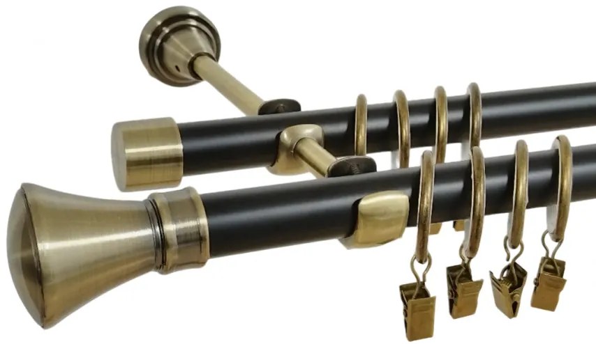 Galerie dubla duo Prince 19/19 mm negru aur antic (Alege marime: 200 cm)