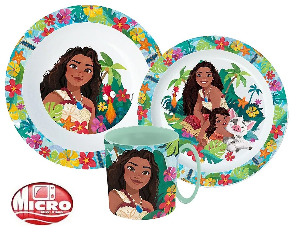 Disney Vaiana Lagoon set de vesela, set din micro plastic cu cană 350 ml