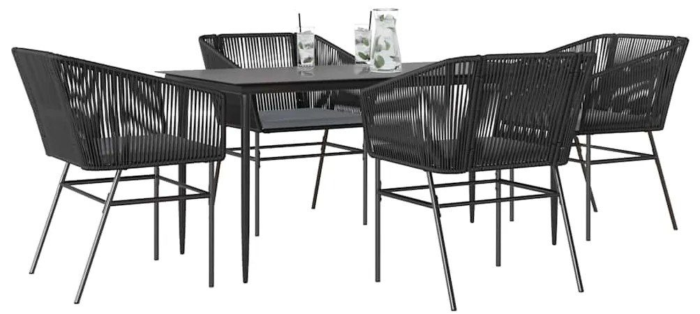 vidaXL Set de sufragerie de grădină 5 piese neagră Sticlă Poly Rattan