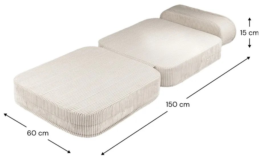 Fotoliu de copii crem cu tapițerie din catifea reiată Flip – Wigiwama