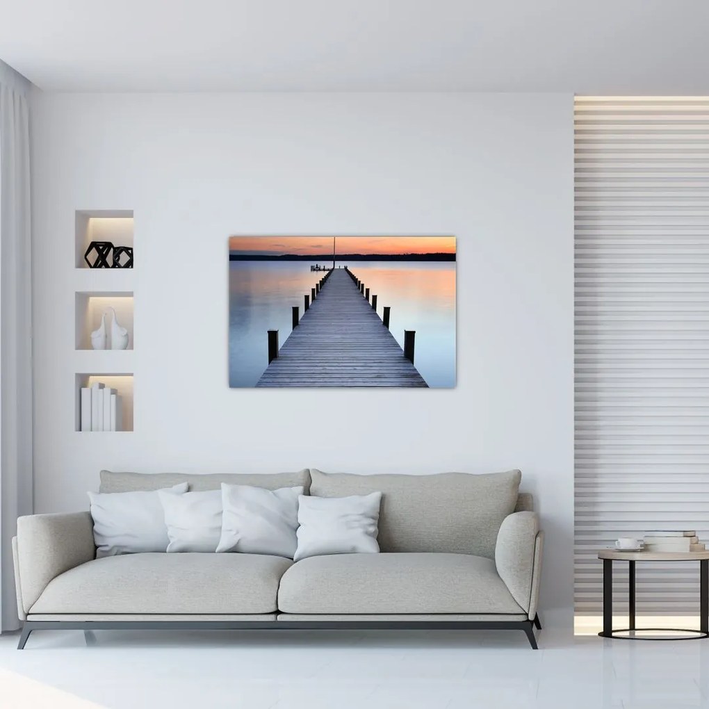 Tablou - Ponton de la Lacul Starnberger, Bavaria, Germania (90x60 cm)
