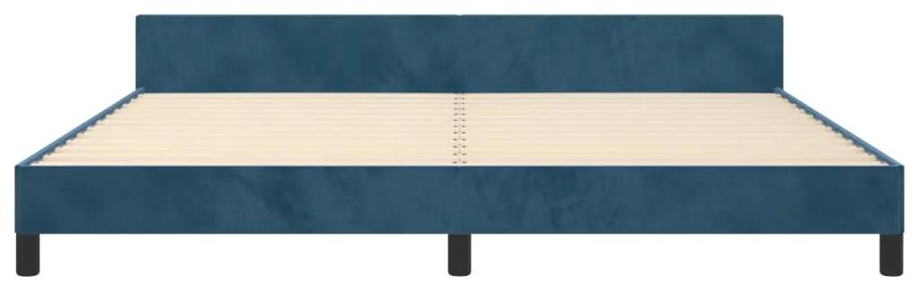 Cadru de pat cu tablie, albastru inchis, 200x200 cm, catifea Albastru inchis, 200 x 200 cm, Design cu nasturi