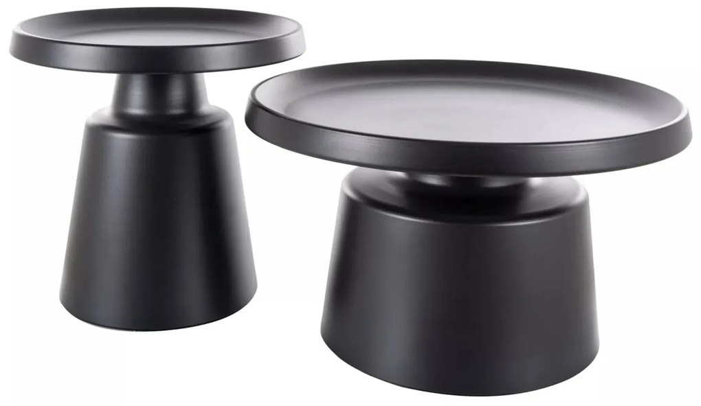 Set 2 masute de cafea Rodos negru mat ø50/ø70