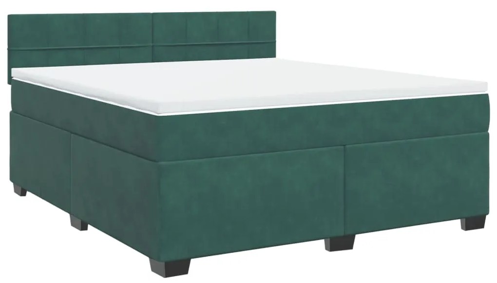 3286381 vidaXL Pat box spring cu saltea, verde închis, 180x200 cm, catifea