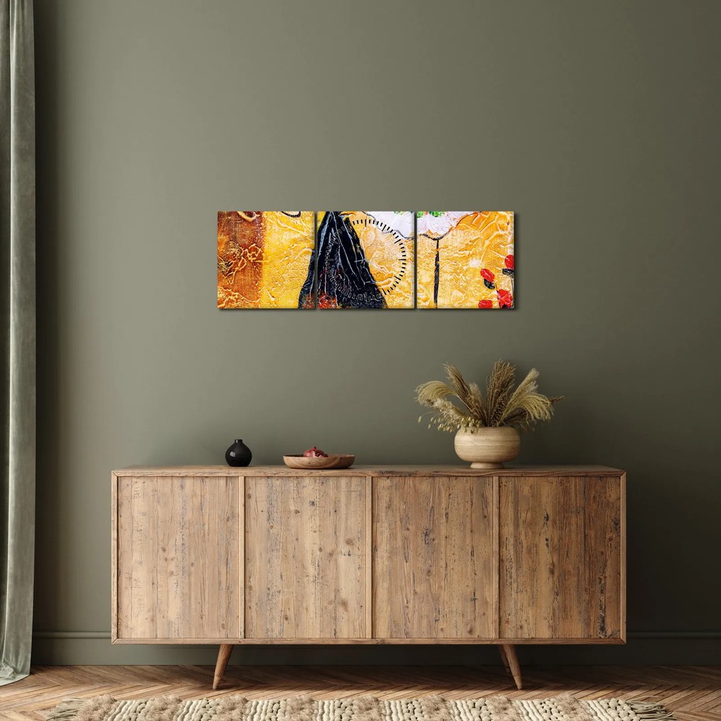 Tablou - Balerine dansînd, pictură în ulei (cu ceas) (90x30 cm)
