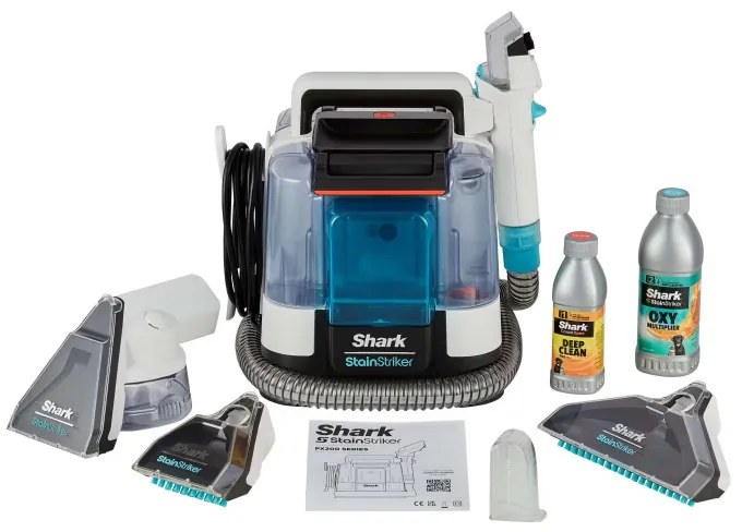 Aspirator curatare pete Shark StainStriker PX200EUT, 450W, 0.72 L, Portabil, Furtun flexibil, 5 atasamente, Alb