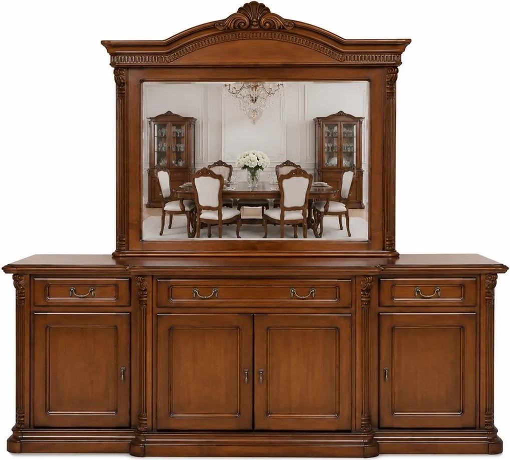 Bufet lemn masiv Briston 4 Uși, 229,5 × 56,5 × 83,5 cm - Fara