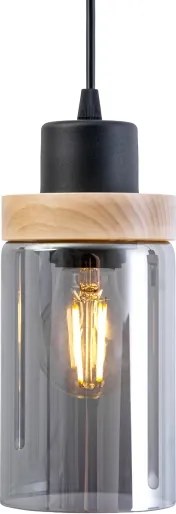 Candelabru pe cablu WOODNEST 1xE27/15W/230V pin/negru fumuriu