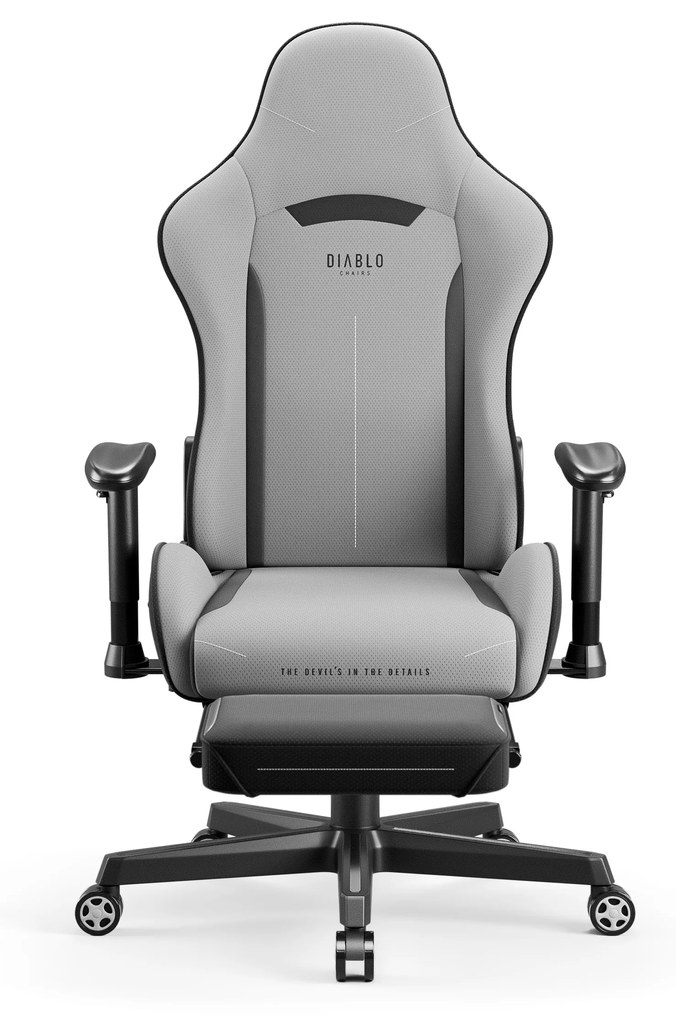 Scaun gaming Diablo X-Starter din țesătură gri