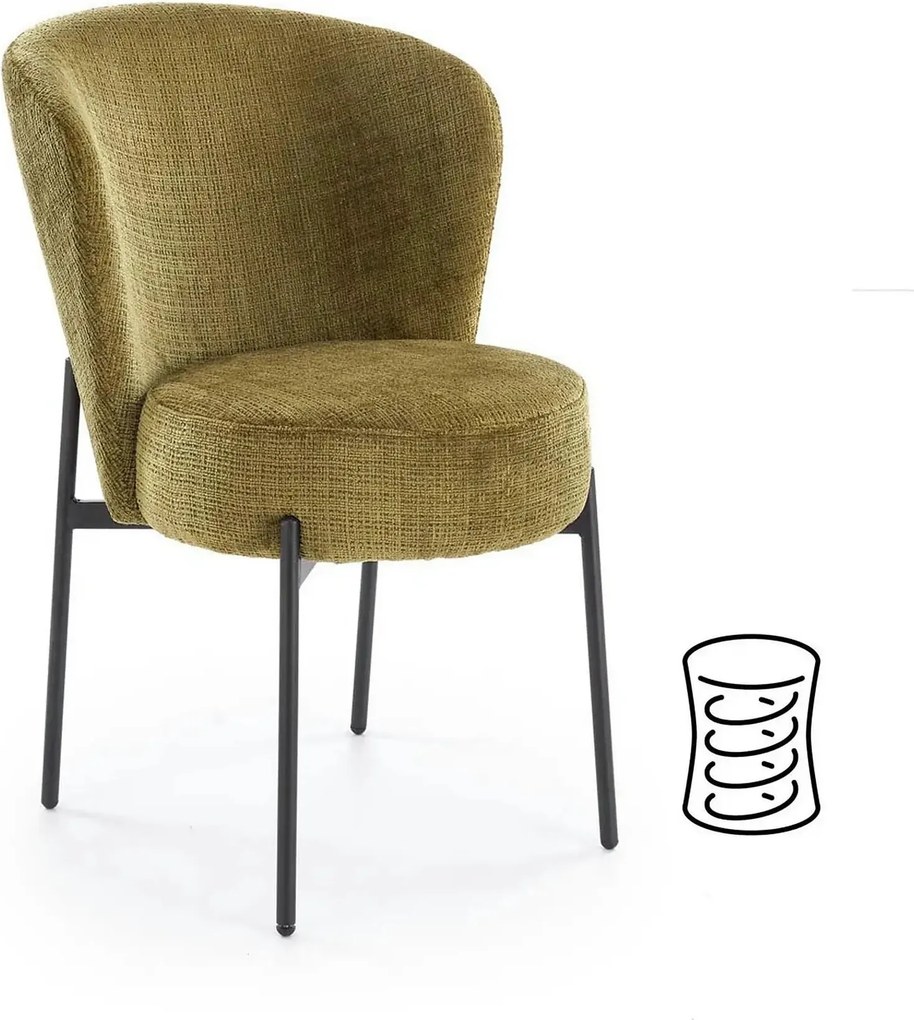 Scaun K590, verde olive - Cremona 38, stofa catifelata/otel, 55x66x80
