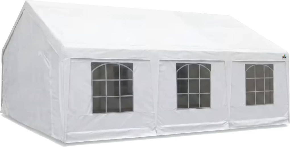 Cort de grădină pentru petreceri 5x6 m PVC (500 g/m²) – Alb, complet cu pereți laterali -  -