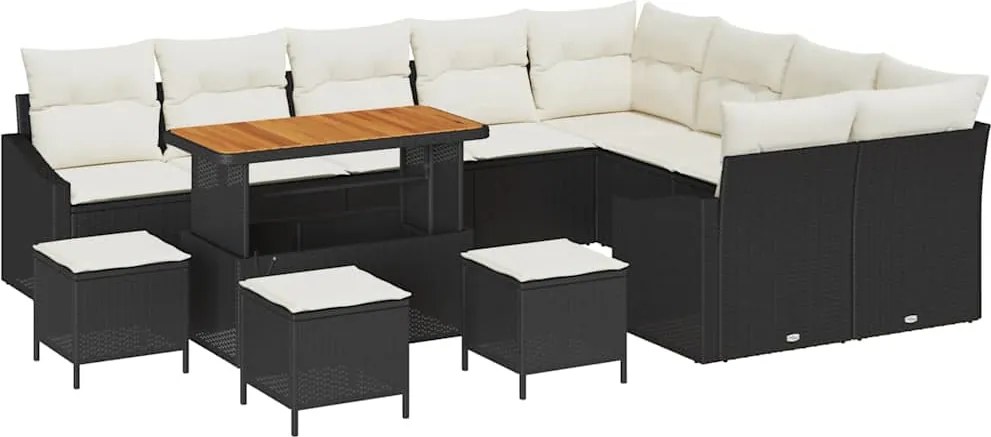 vidaXL Set de canapele pentru grădină 13 pcs Negru Rattan poli