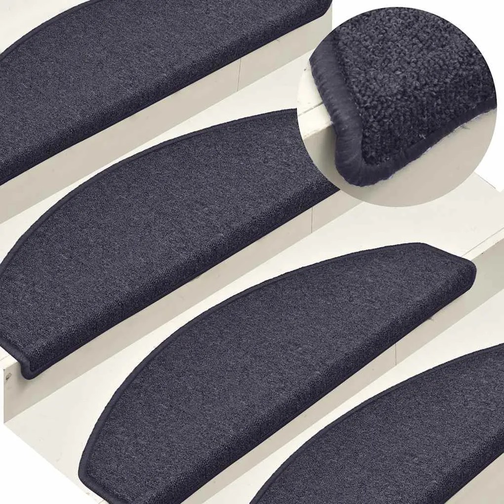 vidaXL Covorașe pentru scări, 30 buc., 65x24x4 cm, gri închis și albastru, semirotunde, mari