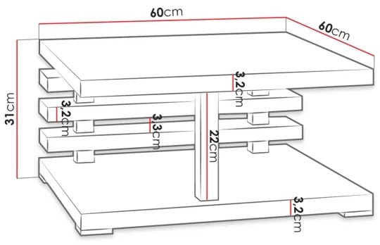 Măsuță de cafea KYOTO 31x60 cm negru lucios