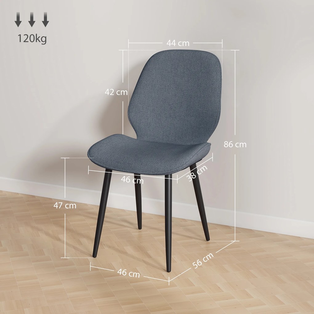 HOMCOM Scaune Tapitate Metalice, Gri Modern | Aosom Romania