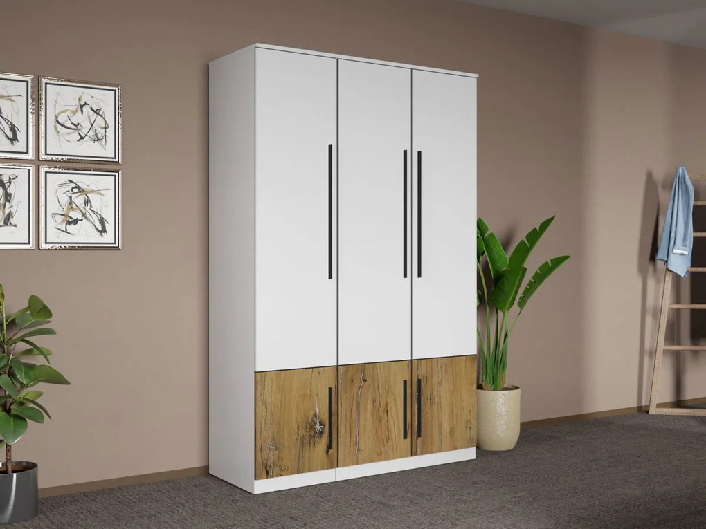 Set mobila dormitor 4 piese Alb/Stejar Eclipse C02