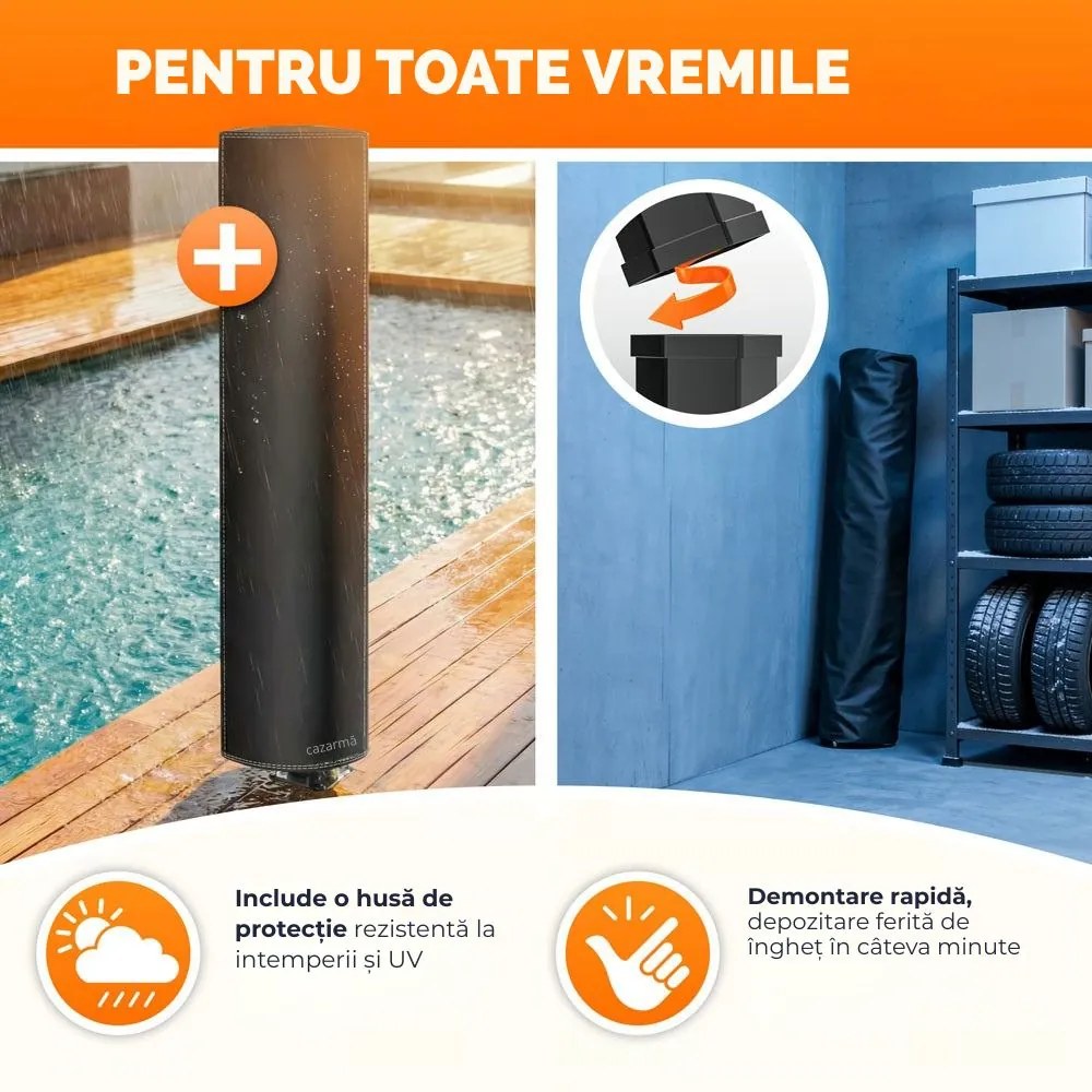 Duș solar cu capac HAVANA, 35 l, negru Casaria