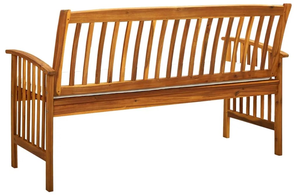 Banca de gradina cu perna, 147 cm, lemn masiv de acacia Crem, 147 cm, 1, Crem