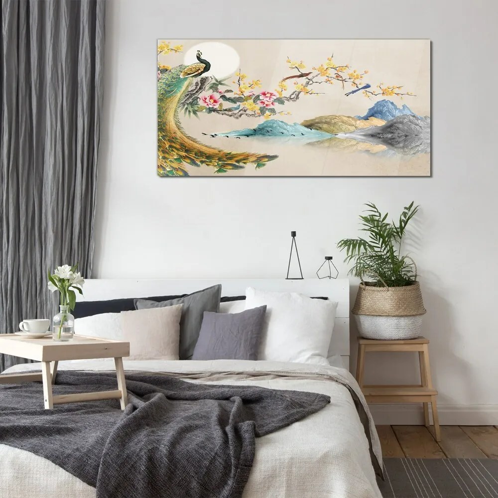 Tablou sticla Abstracția munților Flori Paw