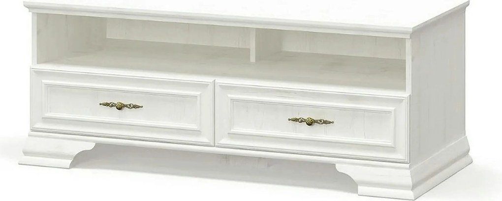 Comoda TV clasica IRYS, pin alb anderson, PAL laminat, 121x51x47 cm