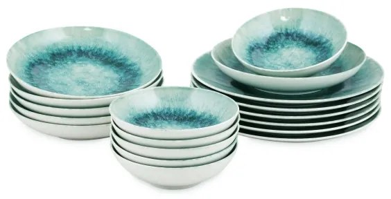 Set de veselă din porțelan, 18 piese, albastru