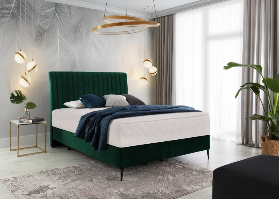 Pat tapitat, boxspring, 140x200 cm, Blanca 1, Eltap (Culoare: Mustar)