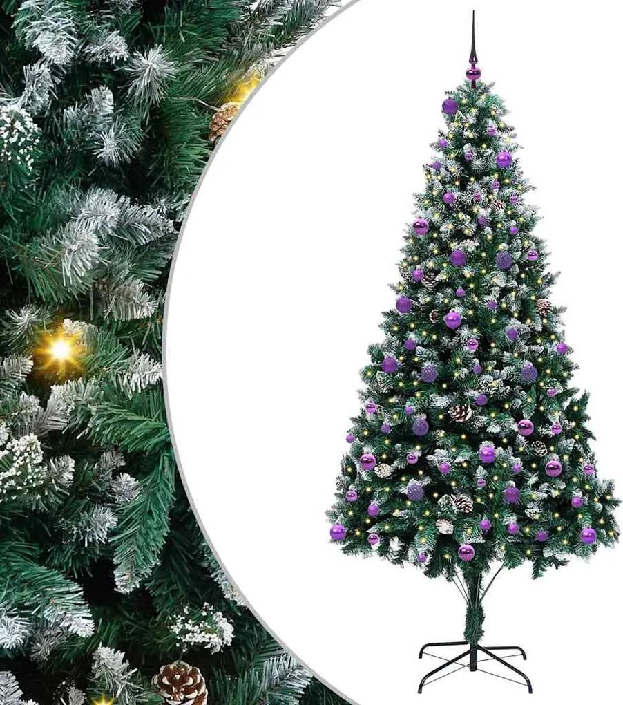 vidaXL Brad de Crăciun artificial Verde 240 cm PVC și Oțel și Plastic