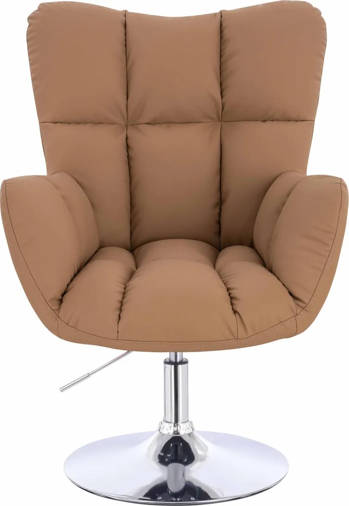 HR650N Scaun Caramel Piele Ecologica Premium Soft cu Bază Cromata