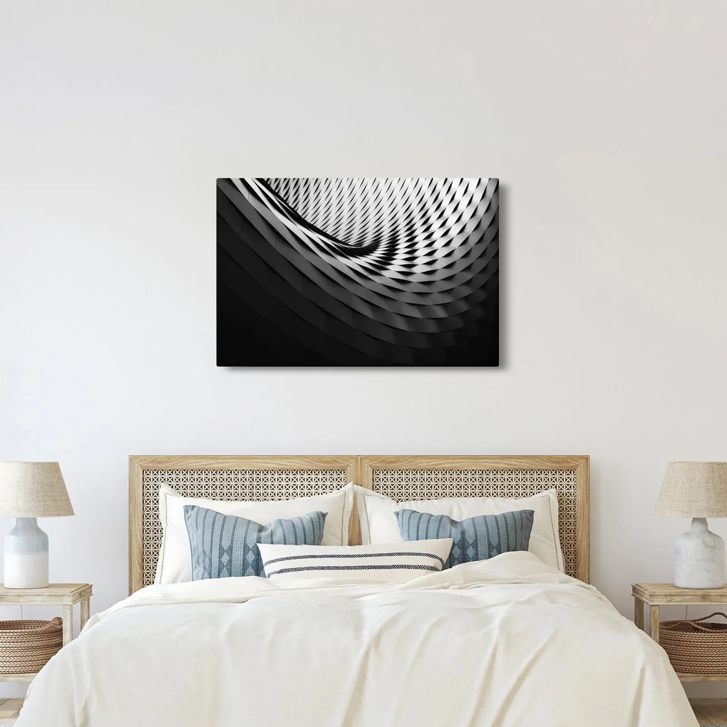 Tablou abstract - spirală alb neagră (90x60 cm)