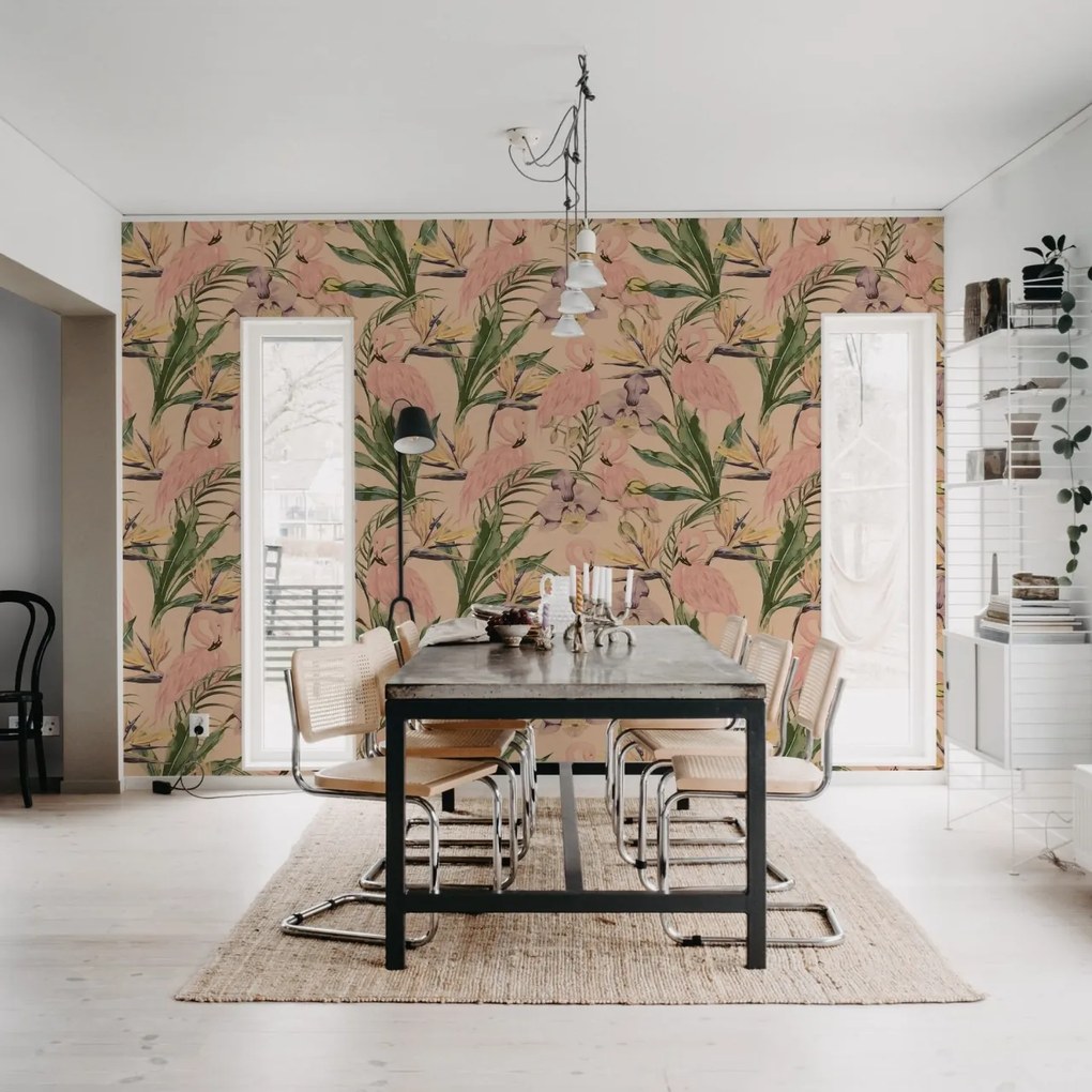 Fototapet, Vintage Flamingos, Rebel Walls