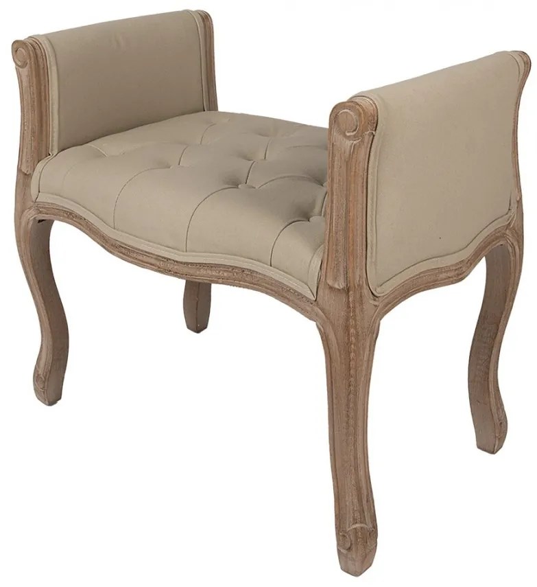 Bancheta shabby chic cu brate laterale, bej, stofa