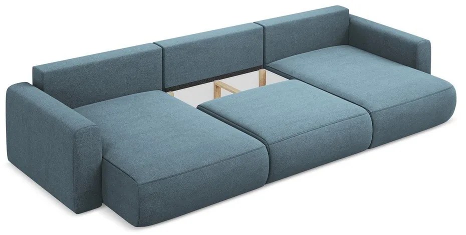 Colțar albastru deschis extensibil/cu spațiu de depozitare (în formă de "U") Kapua – Makamii