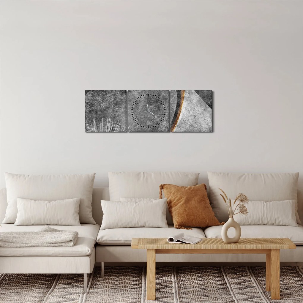 Tablou - Abstract beton (cu ceas) (90x30 cm)