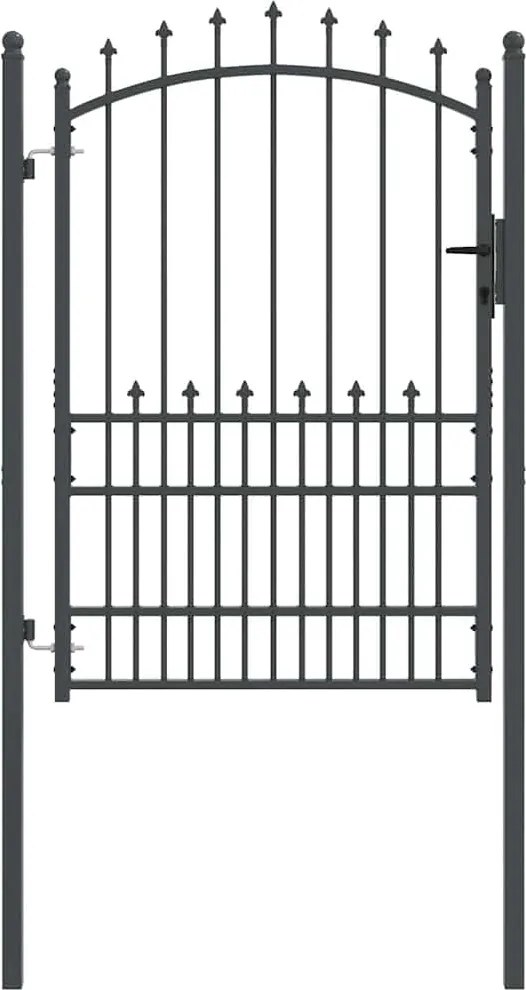 vidaXL Poartă de gard cu țepi Gri 170 x 100 cm Oțel vopsit în pulbere