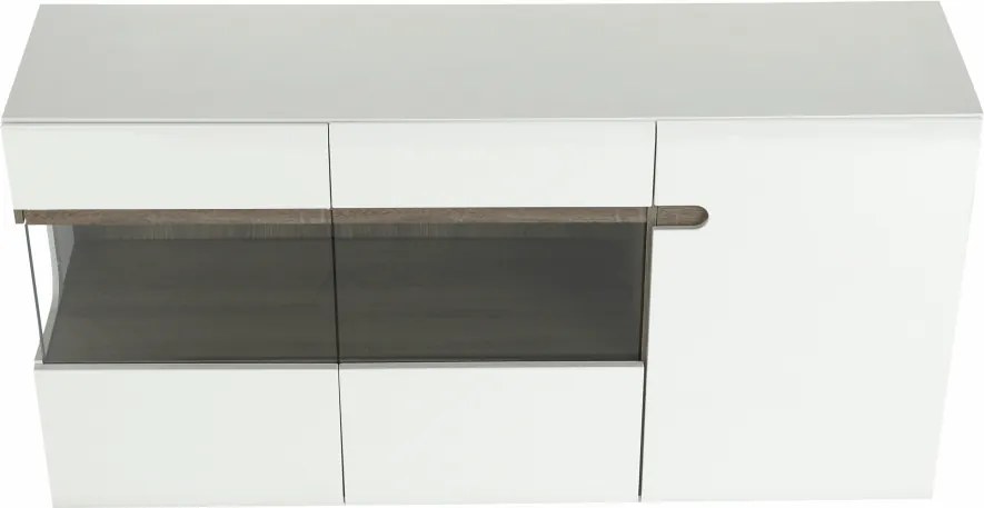 Comodă, albă strălucitoare HG/stejar sonoma închis, LYNATET TYP 42