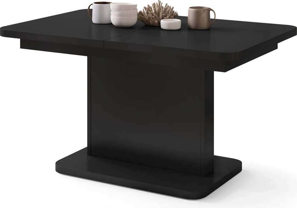 Mazzoni ASTON MINI-Z Negru Mat - MĂSUȚĂ DE CAFEA MODERNĂ EXTENSIBILĂ REGLABILĂ PE ÎNĂLȚIME MASĂ TRANSFORMABILĂ