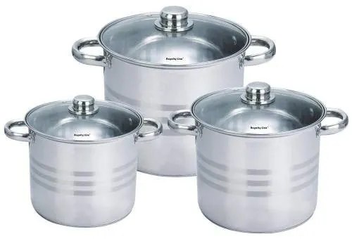 Set 3 oale inox cu capac, 11.1 litri, 13.5 litri, 16.2 litri -Royalty Line RL-SP4