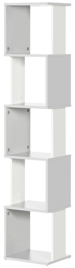 HOMCOM Bibliotecă raft Design Modern cu 5 Nivele - Depozitare Practică pentru Casă sau Birou, alb și gri | Aosom Romania