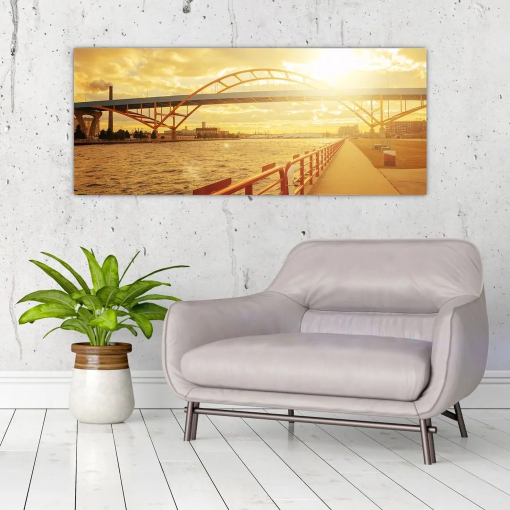 Tablou cu pod și apus de soare (120x50 cm), în 40 de alte dimensiuni noi