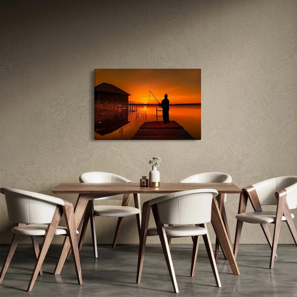 Tablou cu pescar (90x60 cm)