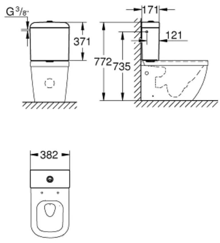 Rezervor vas wc alimentare laterala Grohe Euro Ceramic