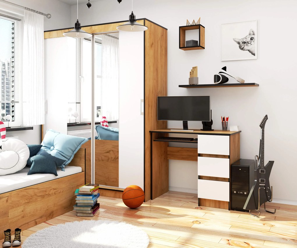 Masă PC Benicio (Stejar craft + Alb) (D). Promo -32%. 1070962