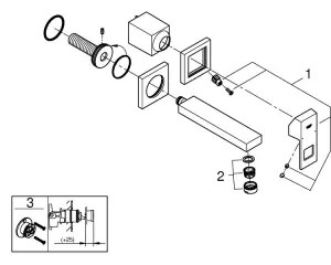 GROHE EUROCUBE 19895000 - Baterie pentru lavoar, montaj în 2 găuri, 171 mm, crom lucios