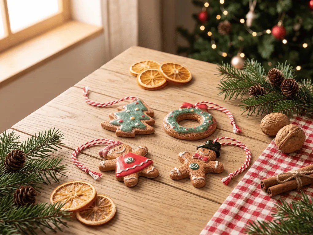 Set 4 bucati decoratiuni de Craciun GINGERBREADS 6 cm