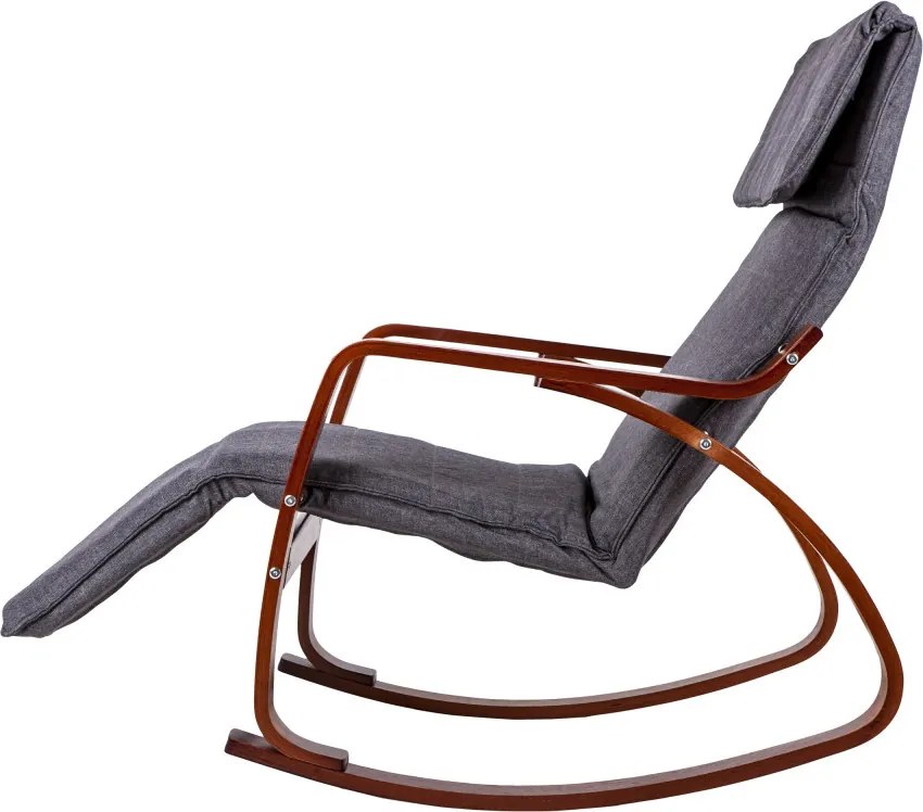 Scaun oscilant cu suport reglabil pentru picioare, cadru din lemn hazel - gri