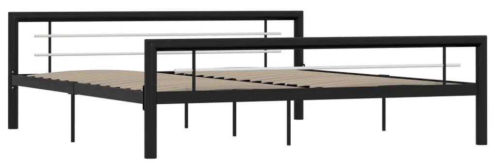 284555 vidaXL Cadru de pat, negru și alb, 180 x 200 cm, metal