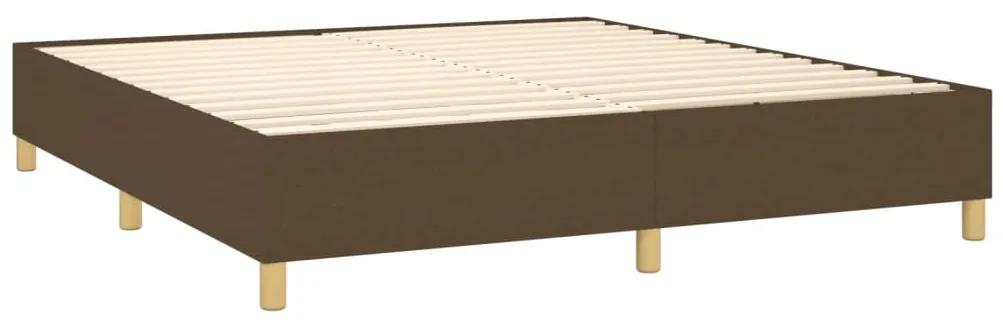 Pat box spring cu saltea, maro inchis, 160x200 cm, textil Maro inchis, 160 x 200 cm, Benzi verticale