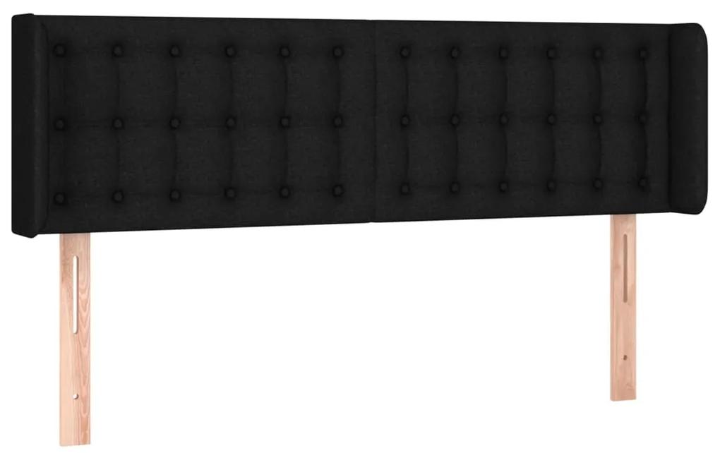 3119202 vidaXL Tăblie de pat cu aripioare negru 147x16x78/88 cm textil